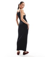 strappy midi dress in black