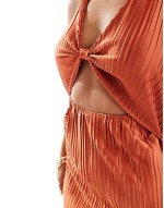 plisse knot detail faux-ord with cut out in rust