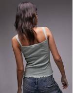 square neck lace pointelle cami in green