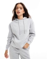half zip sweat & jogger co-ord with tie waist in light grey melange